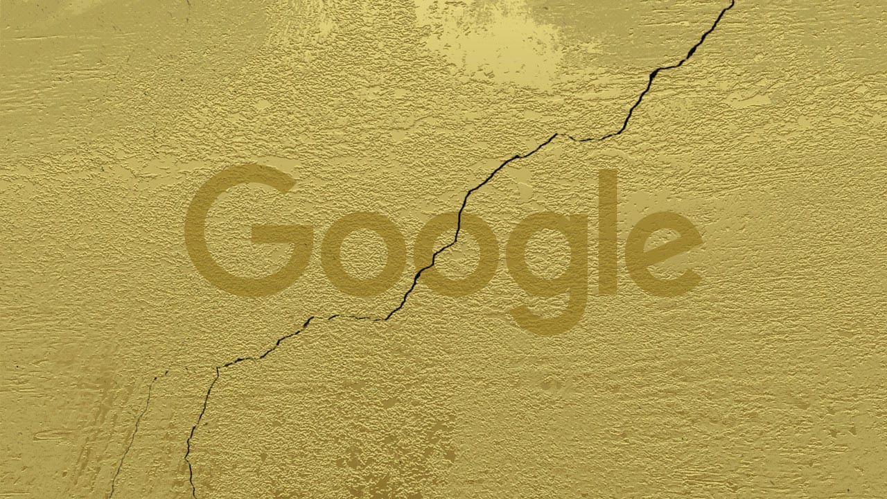 Google logo on cracked gold